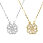 Ожерелье с четырехлистным клевером, магнитное складное ожерелье в форме сердца, цепочка для ключицы, оплеиваемое колье, ювелирное изделие, подвесной кулон для женщин