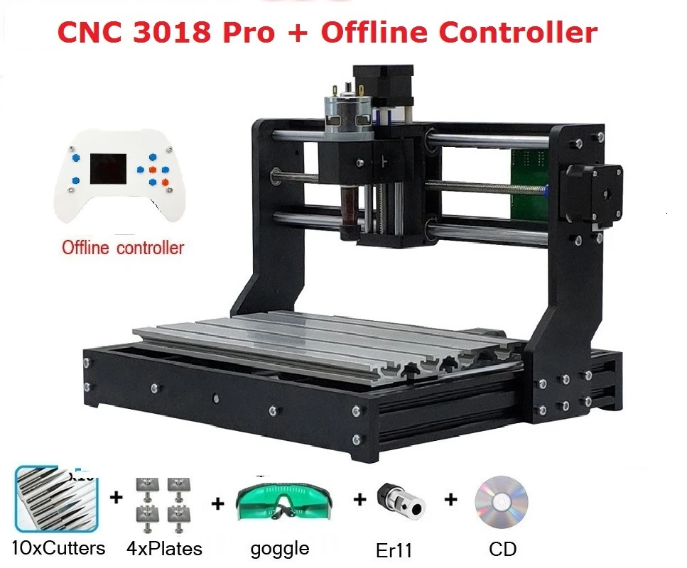 Add Offline Control CNC 3018 PRO лазерный гравер древесины ЧПУ маршрутизатор машина GRBL ER11 Хобби DIY гравировальный станок для дерева PCB ПВХ Мини CNC3018 гравер - Цвет: Add Offline Control