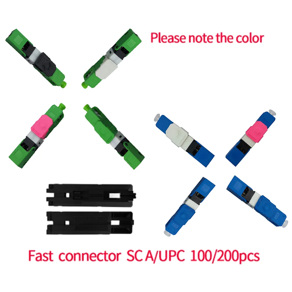 

100/200pcs SC APC Single Mode Fiber Optic Fast Connector SC UPC FTTH SC Fiber Optic Quick Connector SC Adapter Field Assembly f