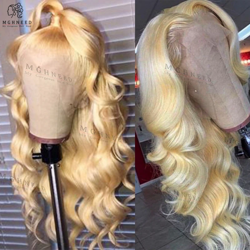 613 Blonde Human Hair Wig Top Grade Brazillian Fake Scalp Silk Base 150% Density Wavy Lace wigs For Women