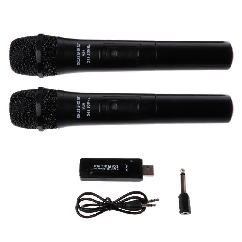 Фото UHF USB 3 5 мм 6 35 Беспроводной микрофон Мегафон ручной с приемником для караоке речи