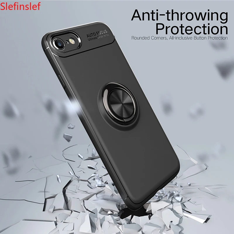 slefinslef for apple iphone se 2020 case finger ring holder shell soft silicone back cover for iphone se 2 4 7 free global shipping