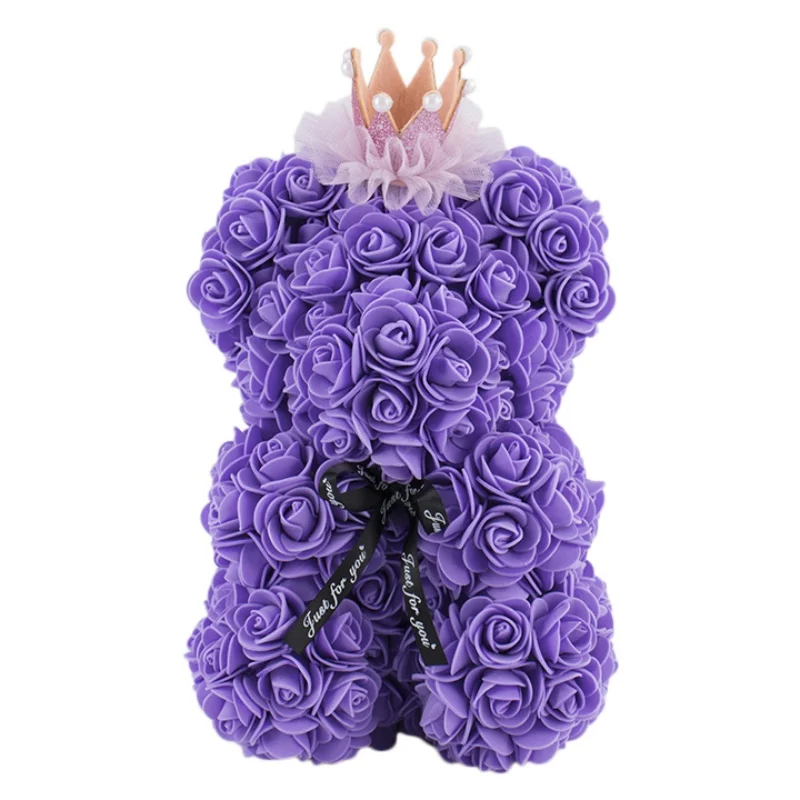 Пенопластовый Искусственный розовый медведь с короной и милым бантом из ленты