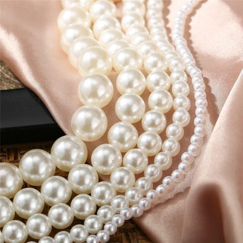 

WUKALO Elegant White Imitation Pearl Choker Necklace Big Round Pearl Wedding Necklace for Women Charm Fashion Jewelry