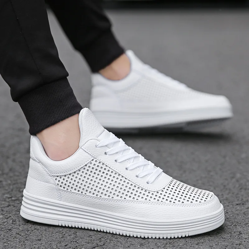 Повседневная обувь из вулканизированной кожи для мужчин Новинка однотонные