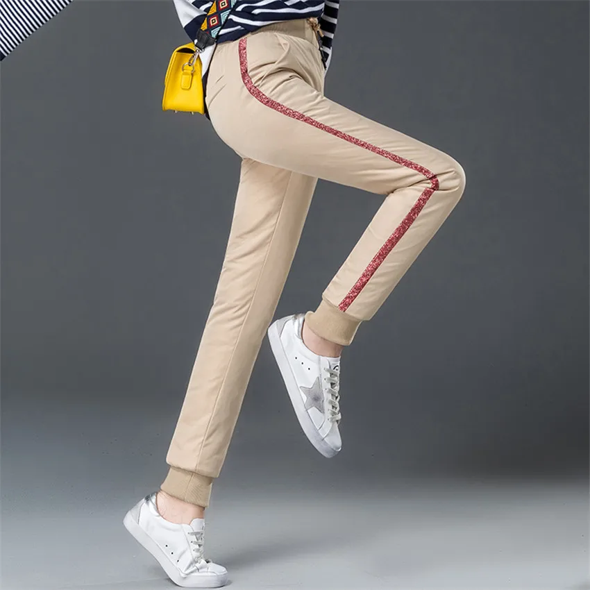Autumn Winter Fashion Big Size Women Down Pants Big Size Lady Warm Thickened White Duck Down Pant Female Trousers OutWear WZ919