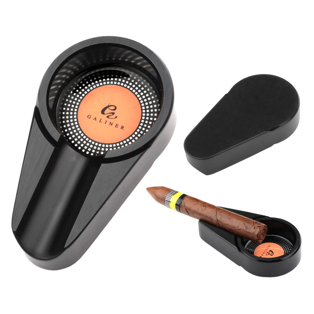 GALINER мини Металлическая черная сигарная пепельница дорожная пепельницы для