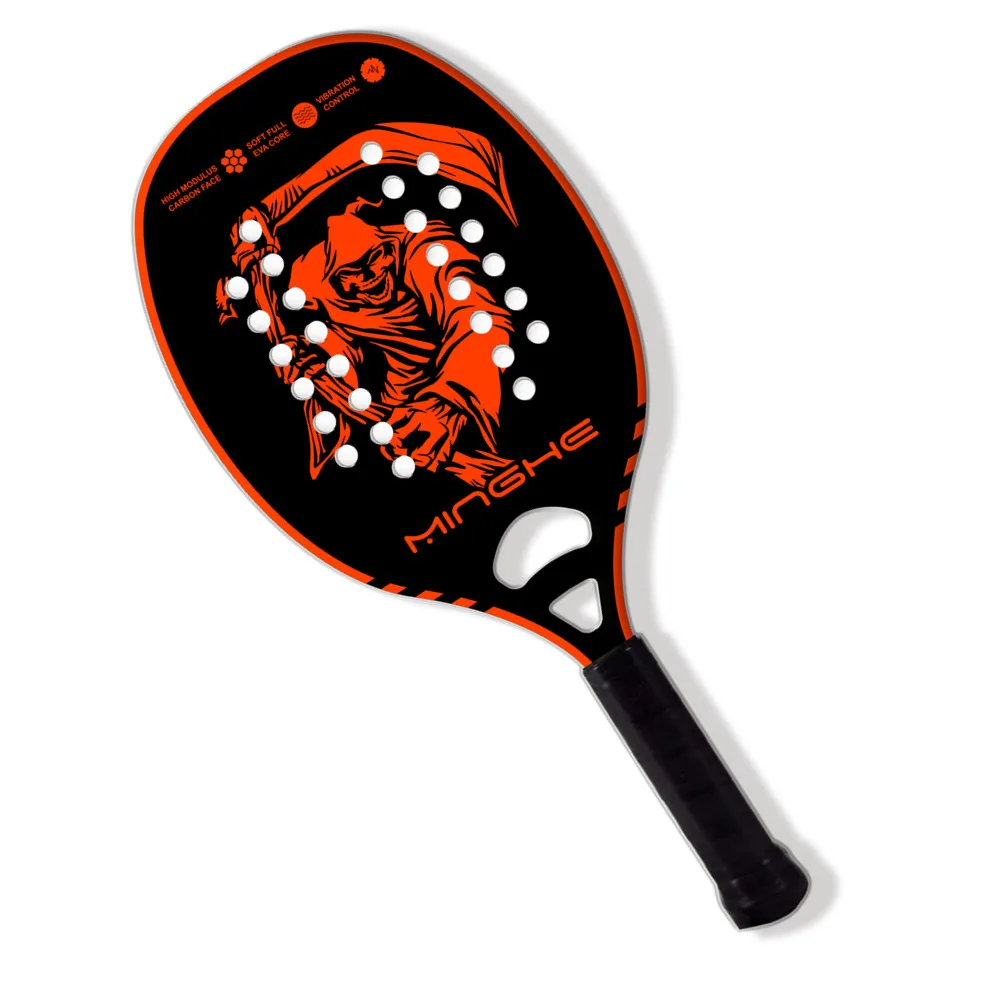 MINGHE latest color butterfly beach tennis racket, carbon fiber EVA foam core lightweight tennis racket