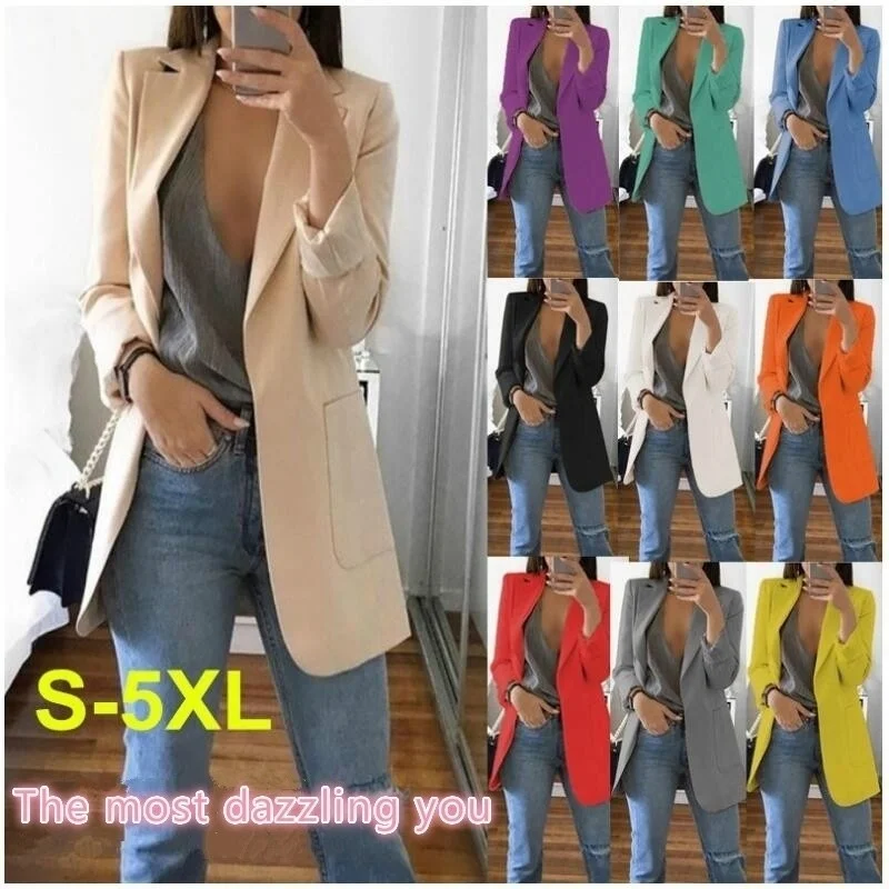 2019 модный тонкий кардиган с отворотом темпераментный пиджак Женский