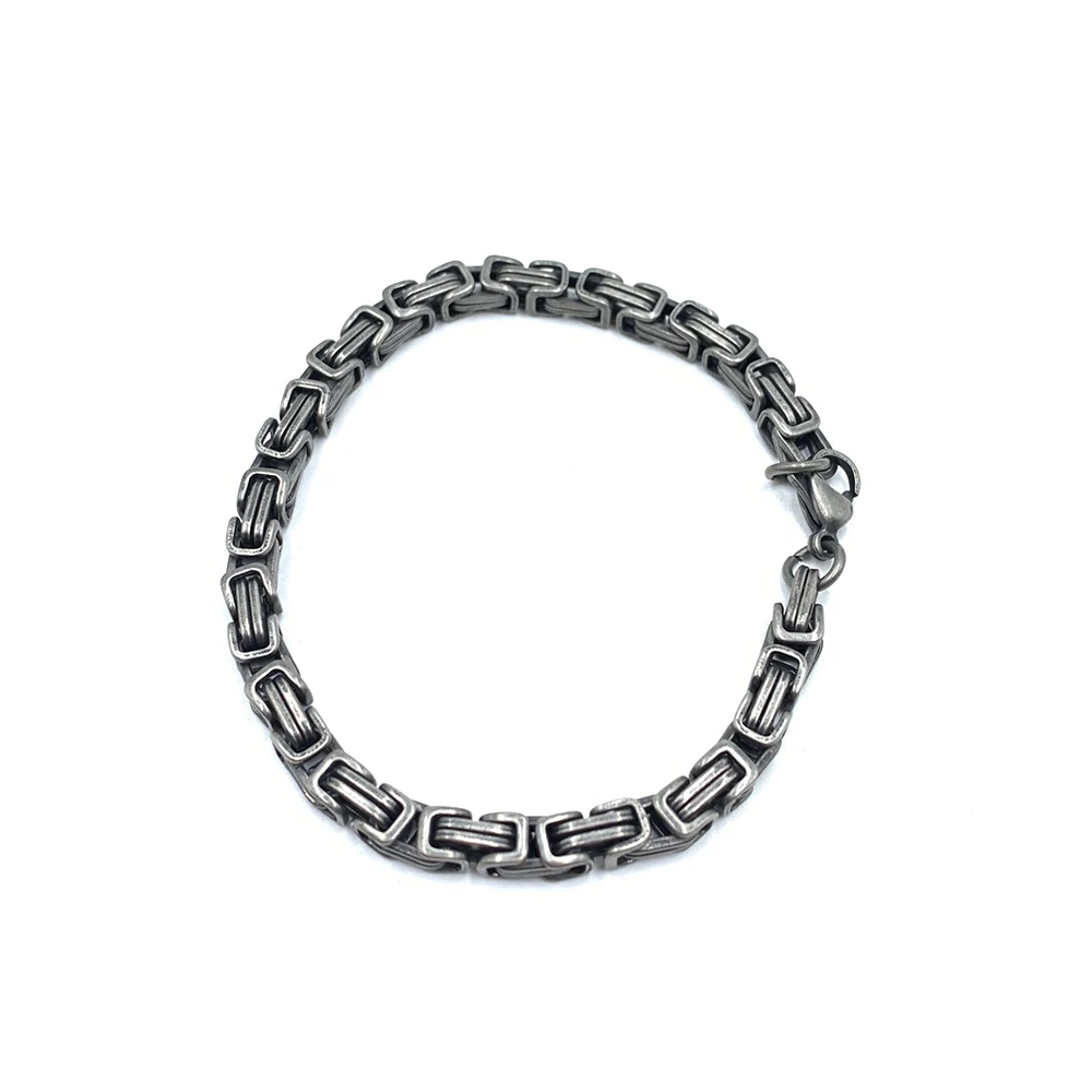 Высокое качество браслет из нержавеющей стали античное серебро Цвет