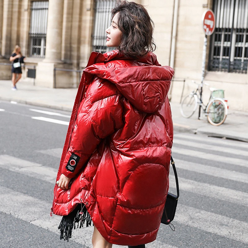 Зимняя Длинная женская куртка Luzuzi на белом утином пуху новинка 2020 свободная