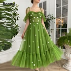 Зеленые платья Booma для выпускного вечера с открытыми плечами на тонких бретелях с оборками, платья для выпускного вечера с ромашками, свадебные платья