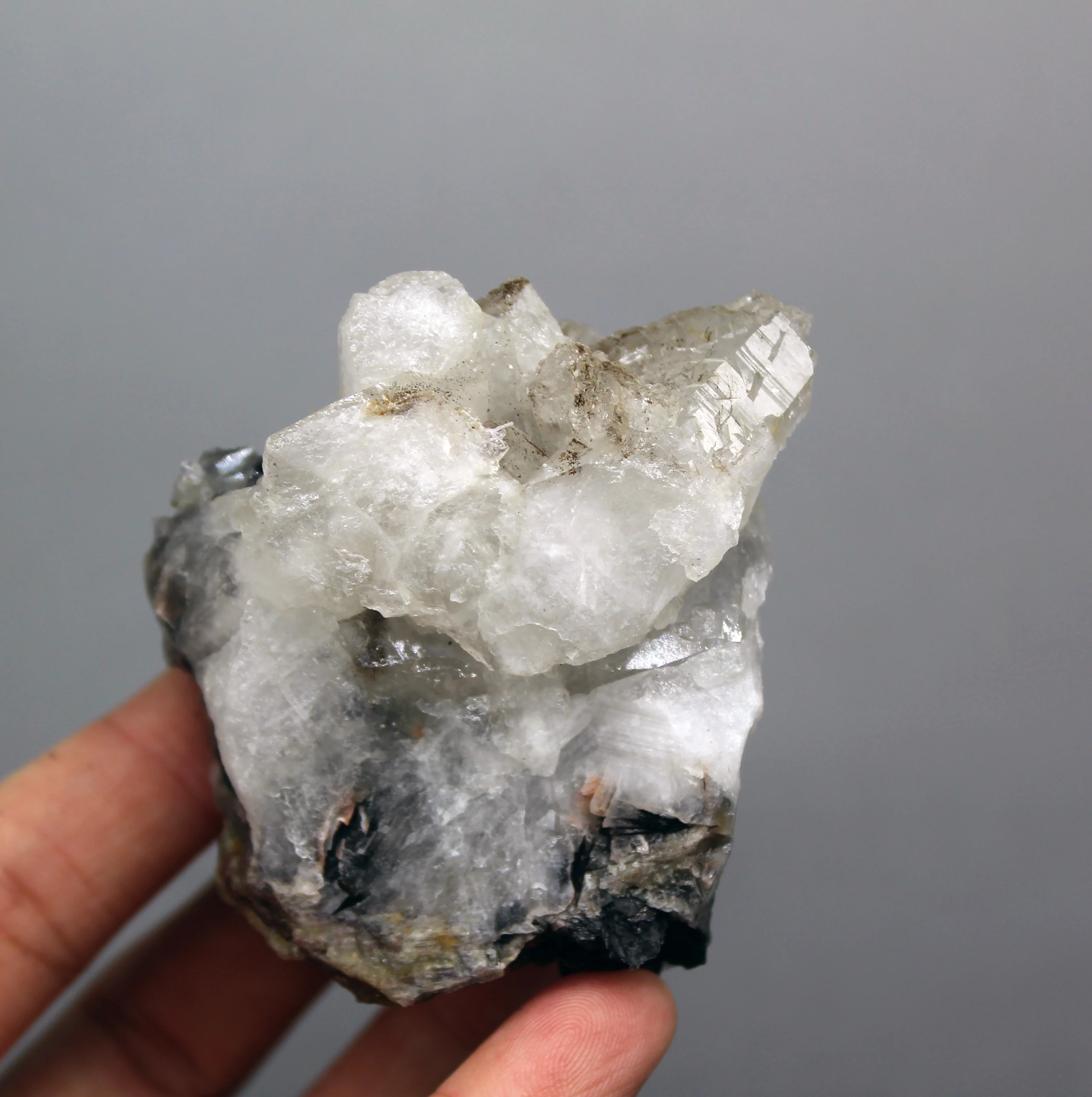 

204g Natural Specular hematite and crystal symbiosis mineral specimen crystal stones and crystals quartz healing crystal
