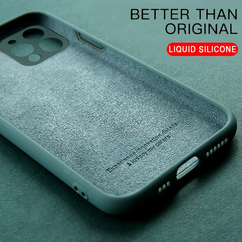 

Luxury Original Square Liquid Silicone Phone ProtectCases For iPhone 12 11 Pro Max Mini XS X XR 7 8 Plus SE 2 Thin Soft Cover