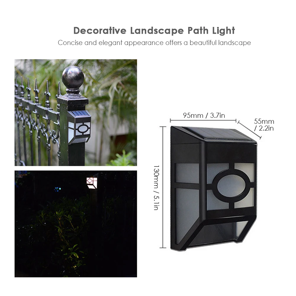 

Solar Wall Lights 2 LEDs Outdoor Waterproof Solar LED Wall Lamps Solar Powered Landscape Path Lights Decorative Lighting Auto