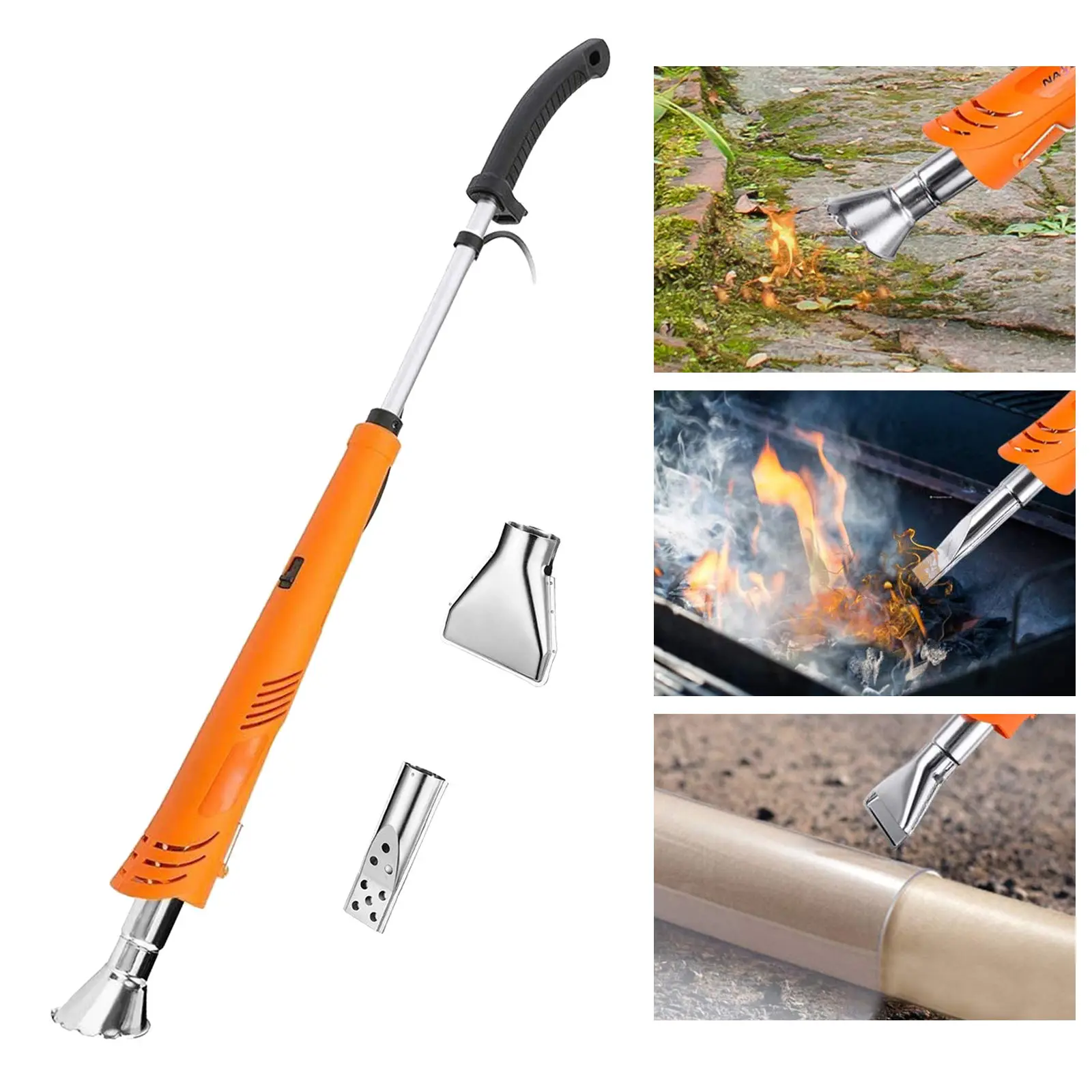 

Electric Weed Torches Burner with 3 Nozzles Portable 2000W Hot Air Weed Killer Heat Gun for Walkway Garden Yard Weeding Tools