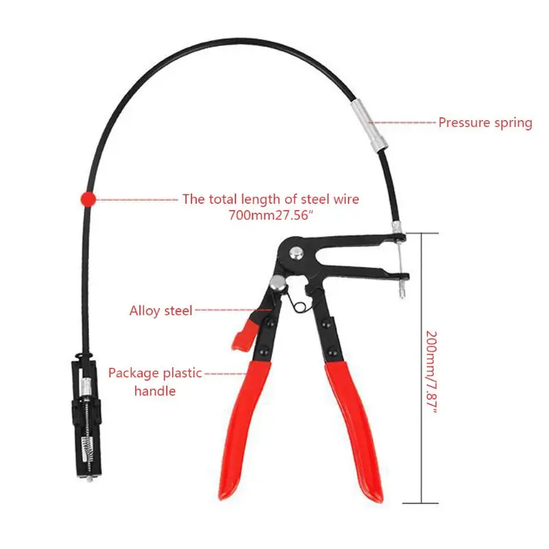 

Auto Vehicle Tools Cable Type Flexible Wire Long Reach Hose Clamp Pliers For Car