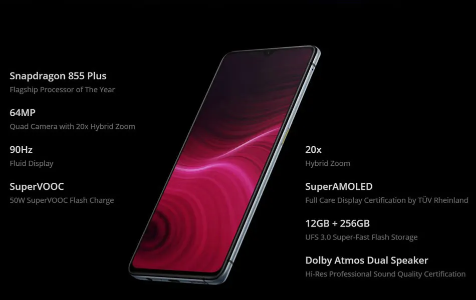 Мобильный телефон Realme X2 PRO, 64 мп, четыре камеры, 8 ГБ, 128 ГБ, 6,5 дюйма, Snapdragon 855+ 4000 мАч, VOOC, 50 Вт, быстрая зарядка, NFC, 4G телефон