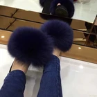 Сланцы из натурального Лисьегоенота меха, тапочки, красивые летние шлепанцы, пушистые меховые сандалии, плюшевая обувь, оптовая продажа