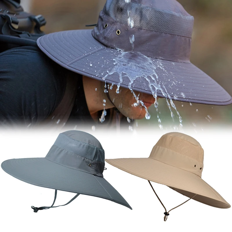 

Летняя Рыбацкая шляпа для улицы, мужские шляпы с широкими полями, водонепроницаемая шляпа для кемпинга, женская панама, дышащая шляпа от сол...