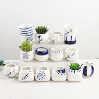 wholesale hand painting ceramic flower pots home decoration ornament miniature model figurine flowerpots office vase decor