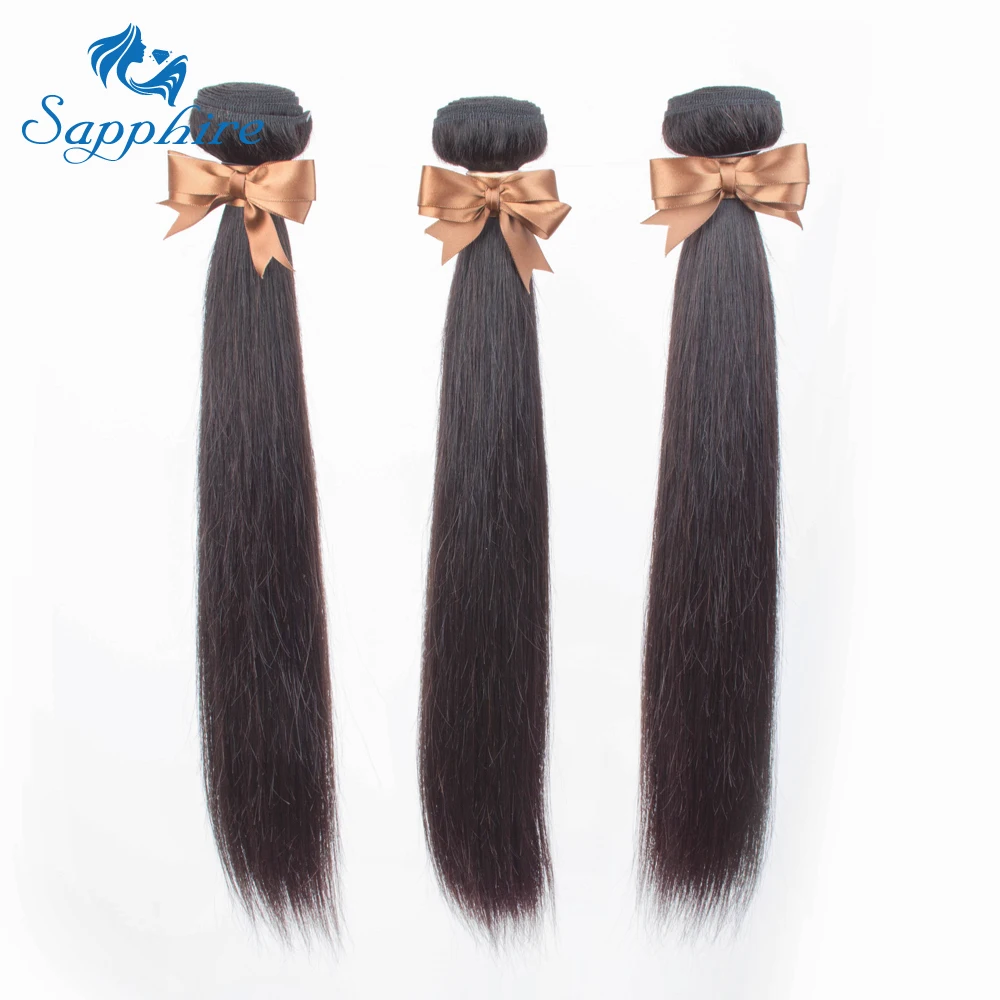 Сапфировые бразильские человеческие волосы remy Weave 3 пучка прямые натуральные черные цветные пучки "-24" штук