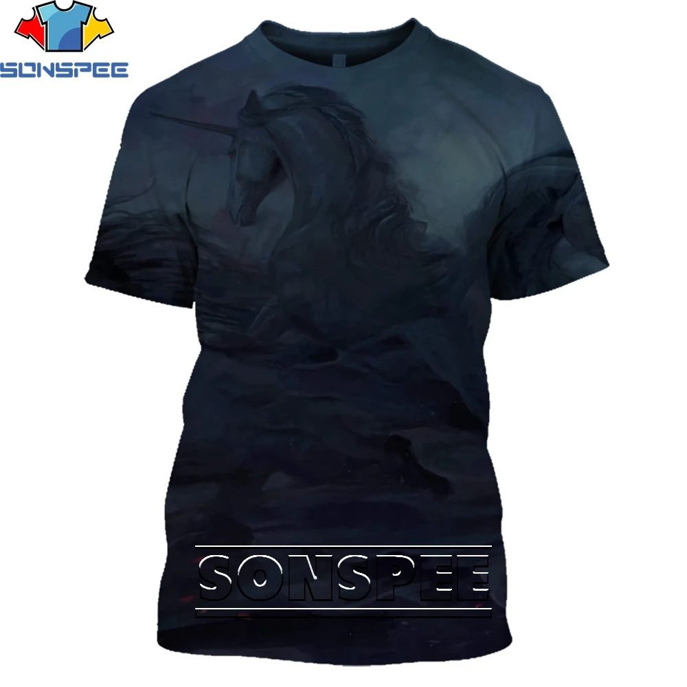 

SONSPEE Haunted House Theme Custom Skull Magic 3D Printed T-Shirt Horror Dark Wind Summer Short-Sleeved Street Personality Top