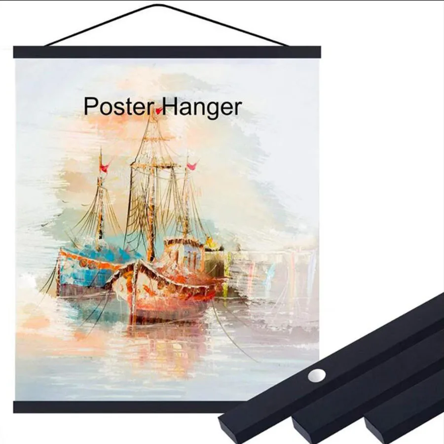 

wood hanging scrolls painting magnetic core hanging clip,Solid Frame Hanger for poster photo picture Simple Nordic style