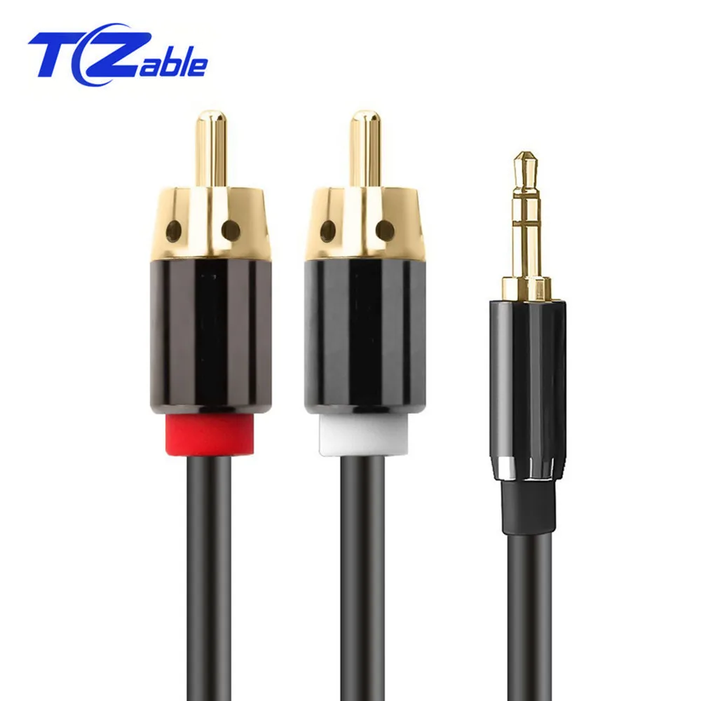 Аудиокабель RCA с разъемом 3 5 мм на 2RCA позолоченный аудиокабель для домашнего