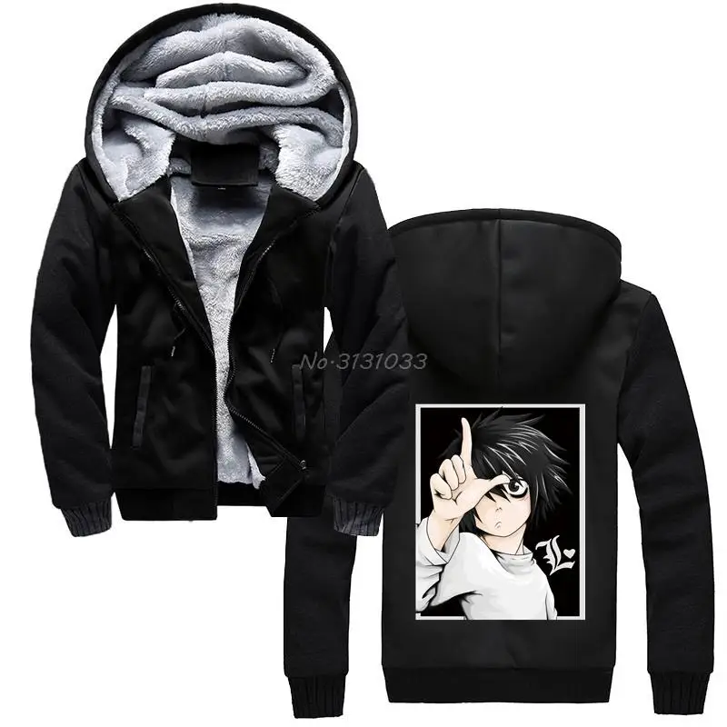

Japan Anime Death Note hoodie Casual Men Winter Thicken Keep Warm Sweatshirt Hooded Jacket Streetwear
