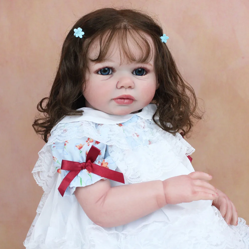 

65 CM 1.8 KG 3D Paint Skin Vein Silicone Reborn Baby Girl Doll Toy Big Long Hair Princess Toddler Artist Collection Handmade