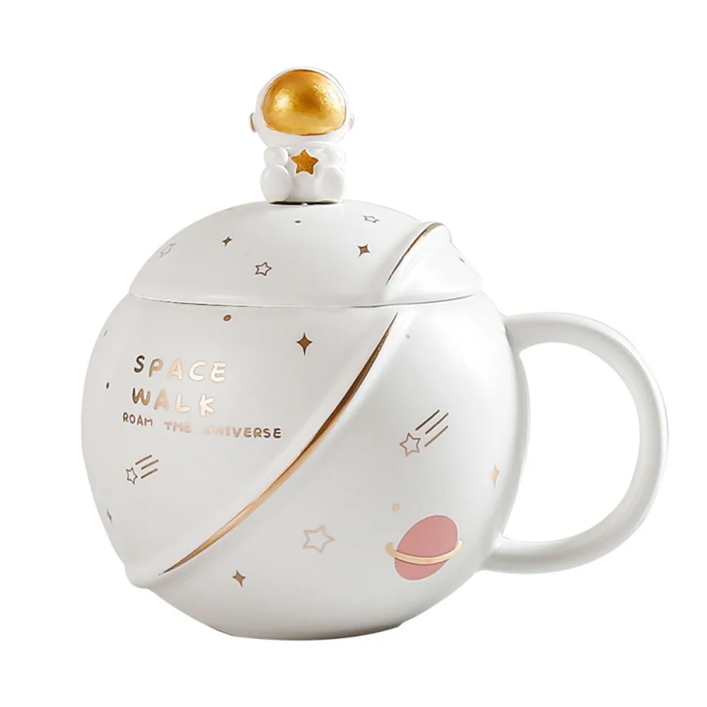 

Creative Spaceman Planetary Cup Office Household Cartoon Alphabet Ceramic Water Cup With Lid Cute Coffee Breakfast Milk Cup