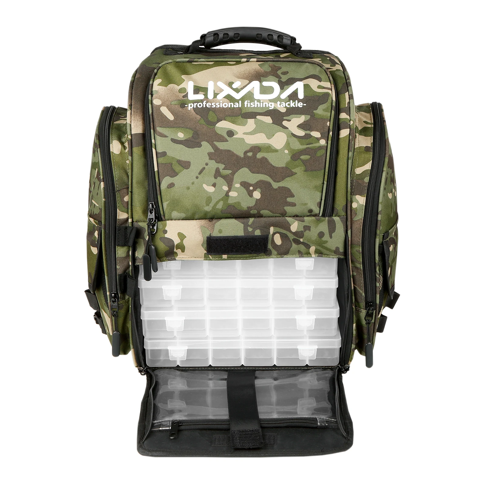 

Lixada Fishing Backpack Fishing Tackle Bag with 4 Trays Tackle Storage Bag Outdoor Shoulder Backpack Waterproof Fishing Gear Bag