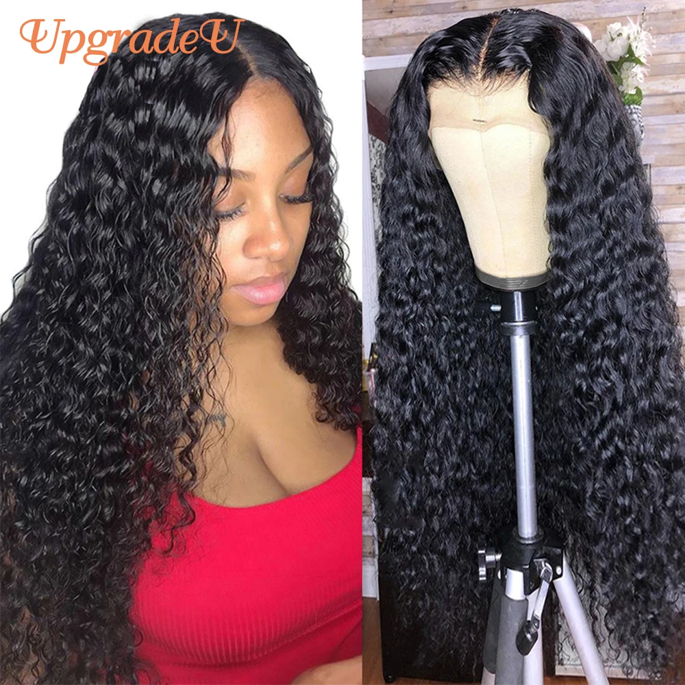 UpgradeU Kinky Curly Lace Closure Wig 180 Density 13X4 Curly Lace Front Human Hair Wigs Remy Brazilian Lace Closure Frontal Wigs