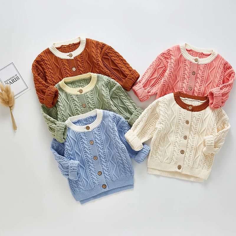 Кардиган для девочек и мальчиков свитер с круглым вырезом 2020 Новинка Модное