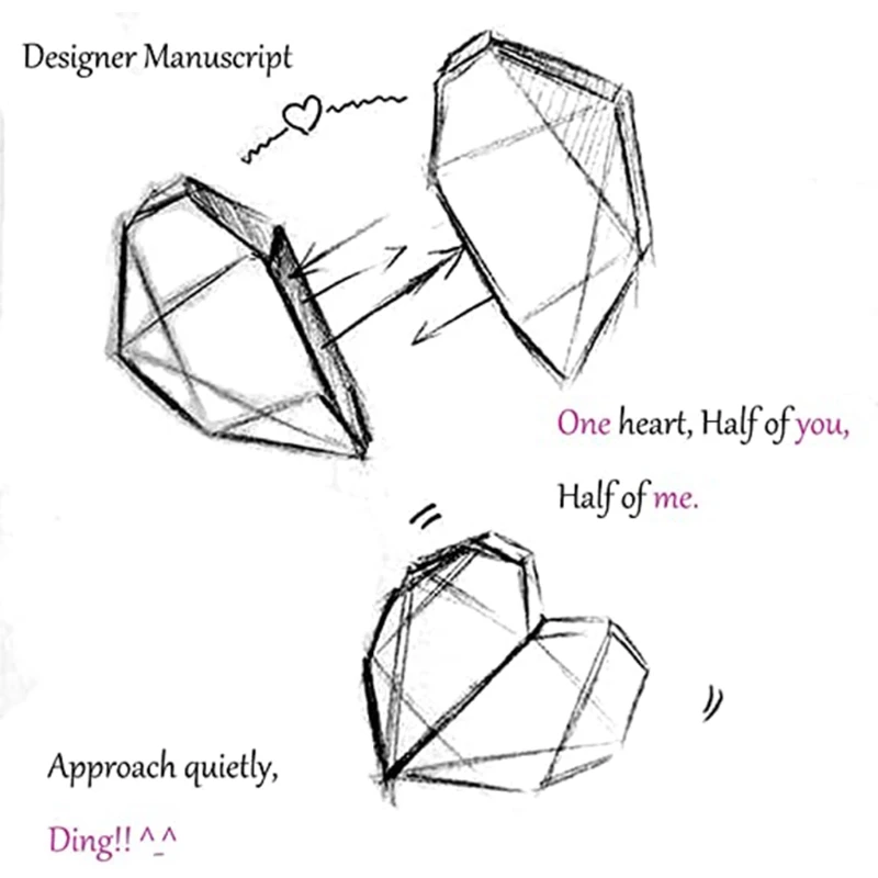 

2Pcs Lover Heart Pendant Magnetic Distance Faceted Heart Pendant Friendship Wishing Stone Puzzle Pendant Jewelry Making