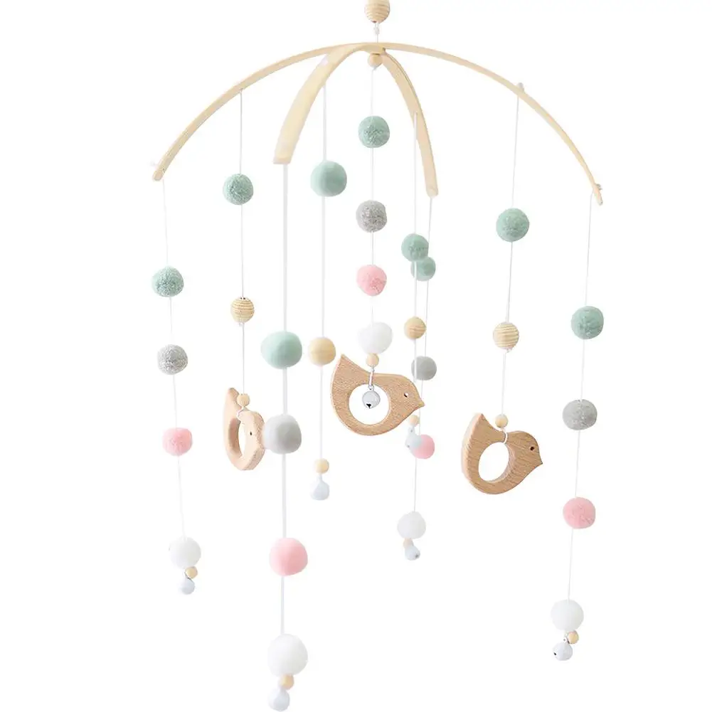 

Baby Rattles Crib Mobiles Toy Felt Ball Rattle Pendant Educational Toys Rotating Bed Bell Wind-up Children Room Hangings Decor
