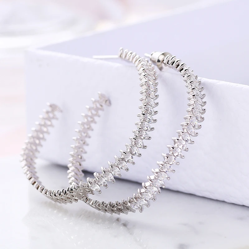 Роскошные кубические серьги-кольца с цирконом модные ювелирные изделия в стиле