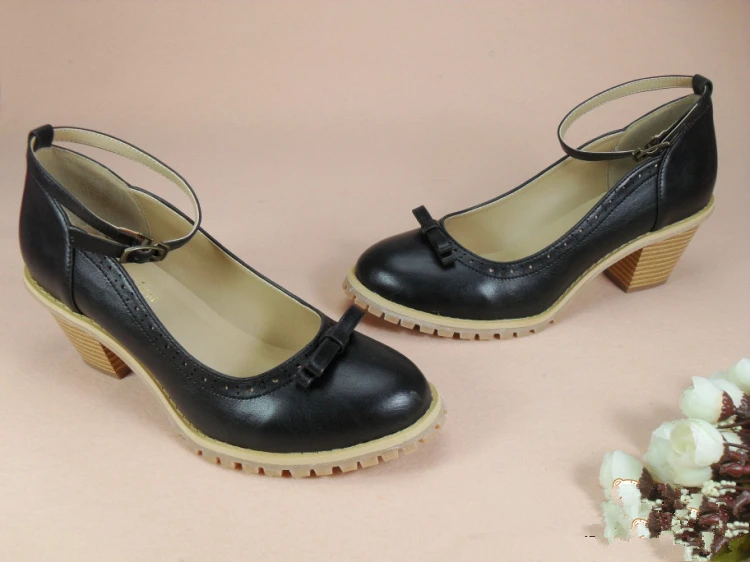 

Japanese Cosplay Gothic Kawaii lolita bowknot sweet Victoria girls shoes Princess round head high heel retro lolita girls shoes