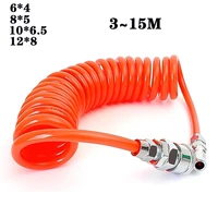 trachea 3m 6m 9m 12m 15m pneumatic polyurethane pu air compressor hose telescopic spring spiral tube tool with connector