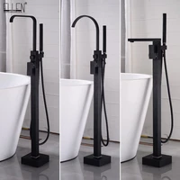 ellen floor standing bathtub faucets with hand shower square bath tub black faucet water mixer tap crane els2007