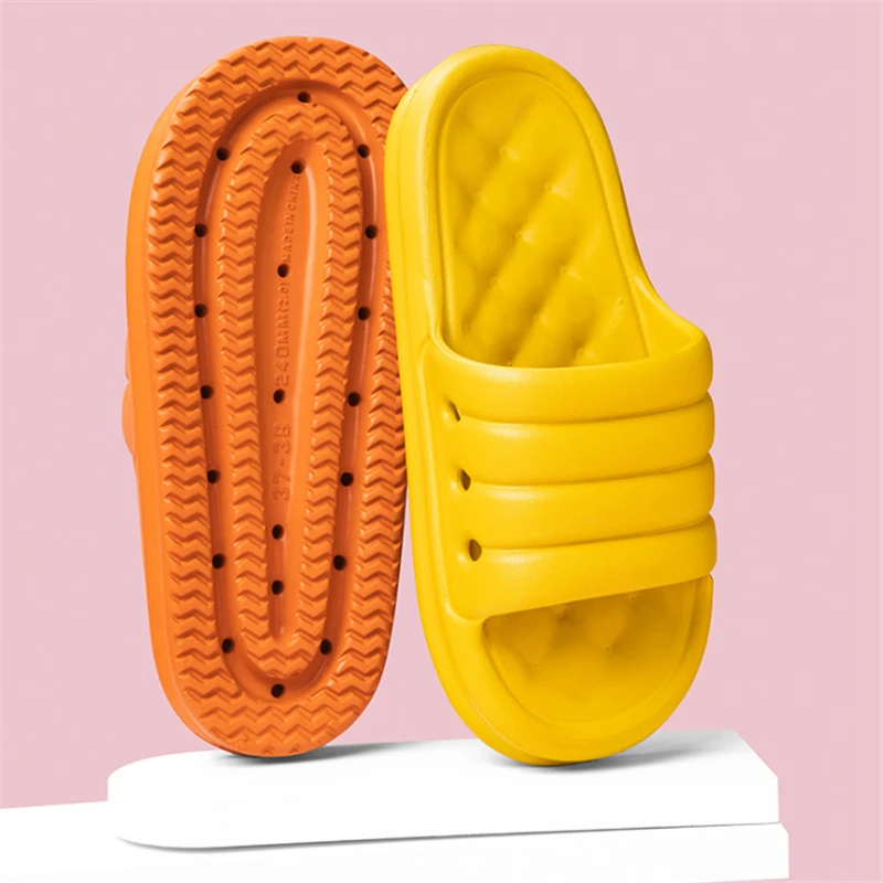 JIANBUDAN New Indoor Comfortable soft slippers Women's Home shoes Platform slippers Unisex Non-slip Bathroom shoes Women Slides