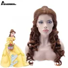 Парик для косплея Белль Красавица и Чудовище Anogol, для вечевечерние НКИ на Хэллоуин, натуральные длинные волнистые заколки для конского хвоста, коричневая принцесса