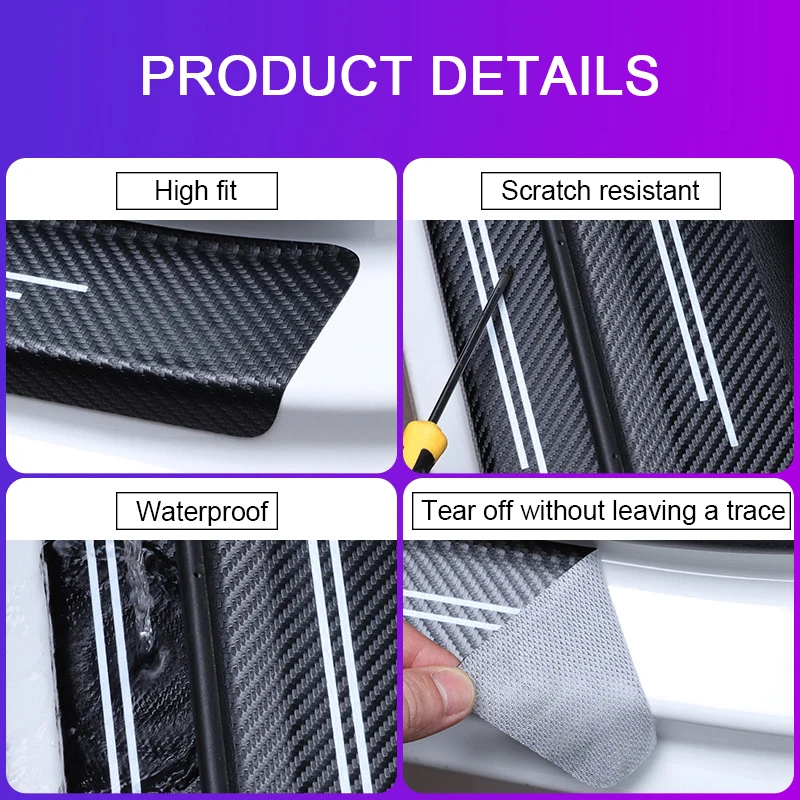 

Car threshold protection sticker For renault captur kadjar trafic twingo scenic clio 3 2 Carbon Fiber Scratches Resistant Cover