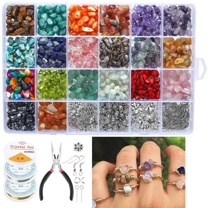 

Natural Stone Beads For Bracelets Beads Acessories Crystal Natural Stone Irregular Gravel Glass Bead DIY Set For Jewelry Making