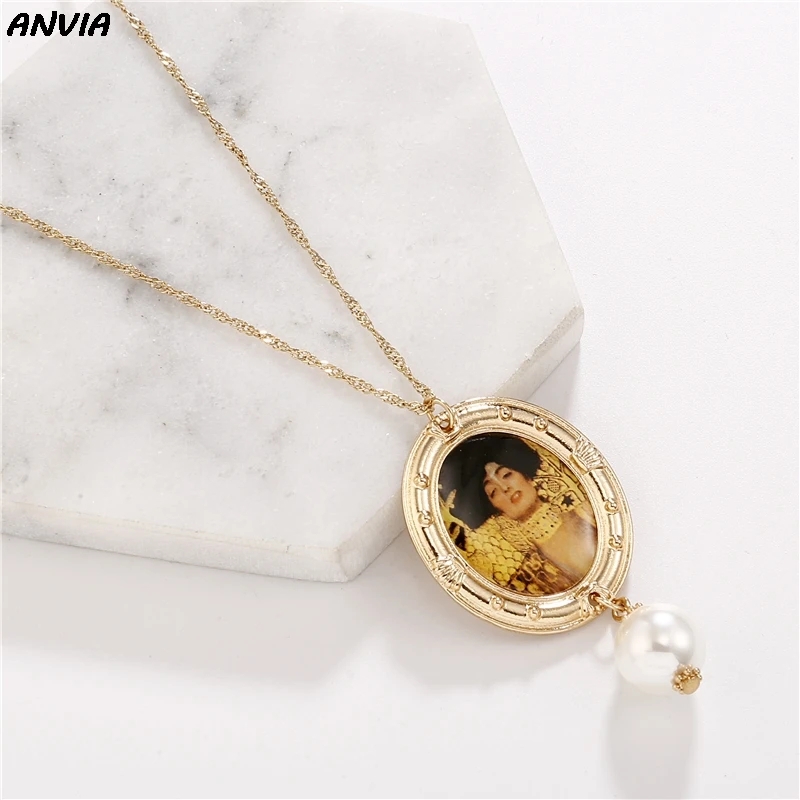 Винтажное длинное ожерелье для женщин с изображением Ван Гога масляной живописи