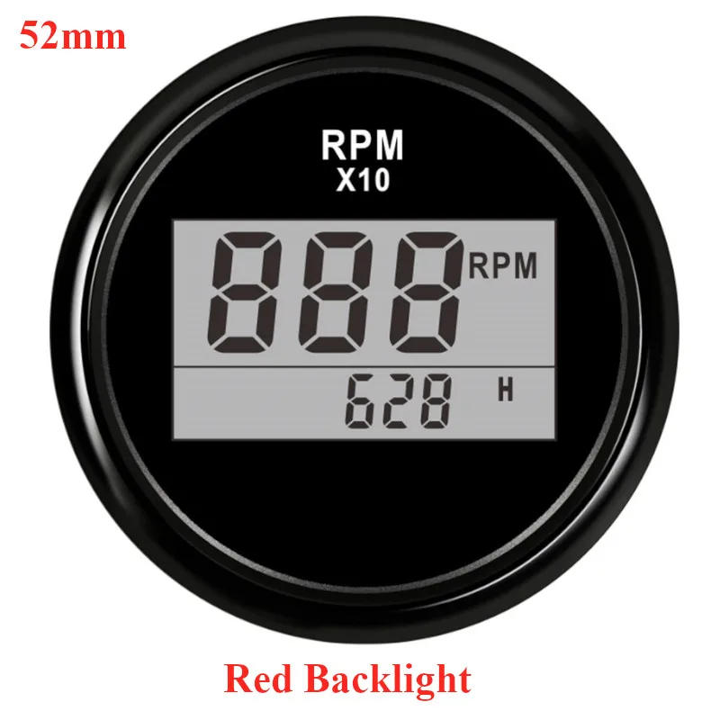 

Пользовательский цифровой тахометр 2 дюйма (52 мм) для автогрузовика, лодки, 0-9990 об/мин с измерителем для лодки, автомобиля, грузовика, мотоцикла, красная подсветка 9-32 В