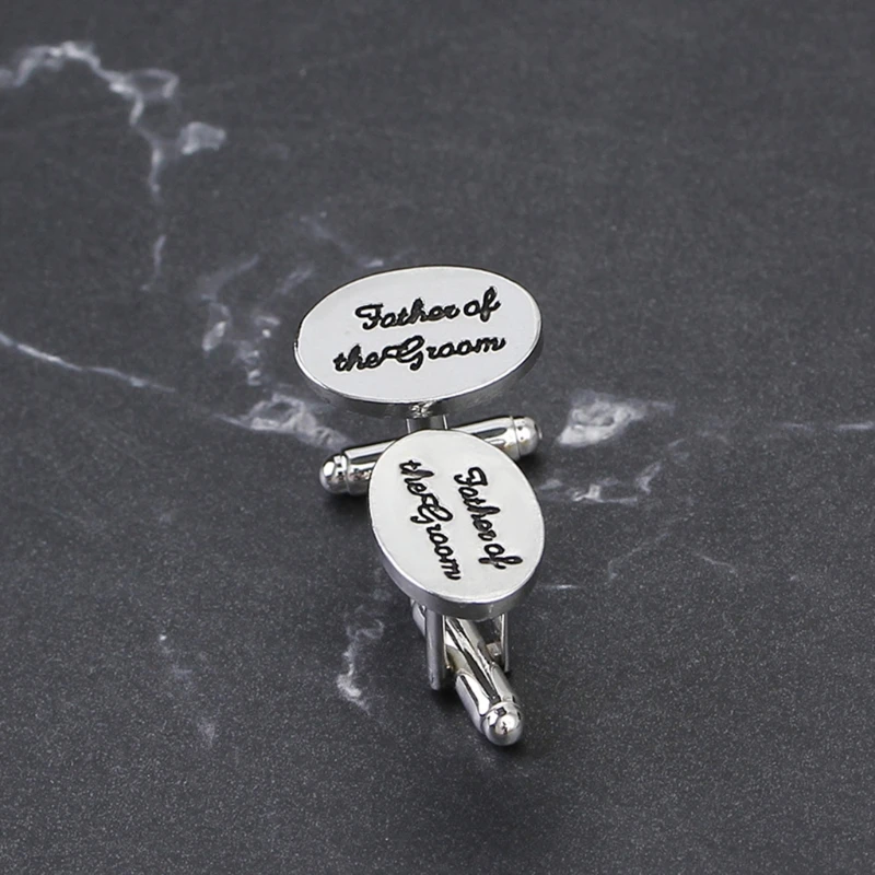 

2022 New Father of the Groom Cufflink Rounded Wedding Cufflink for Men Shirt Wedding Gift