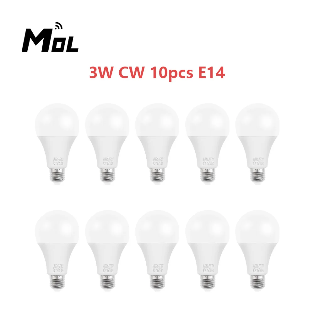 

10 шт. светодиодный лампы E14 AC220V 240V светильник лампа реального Мощность 3 Вт Гостиная дома