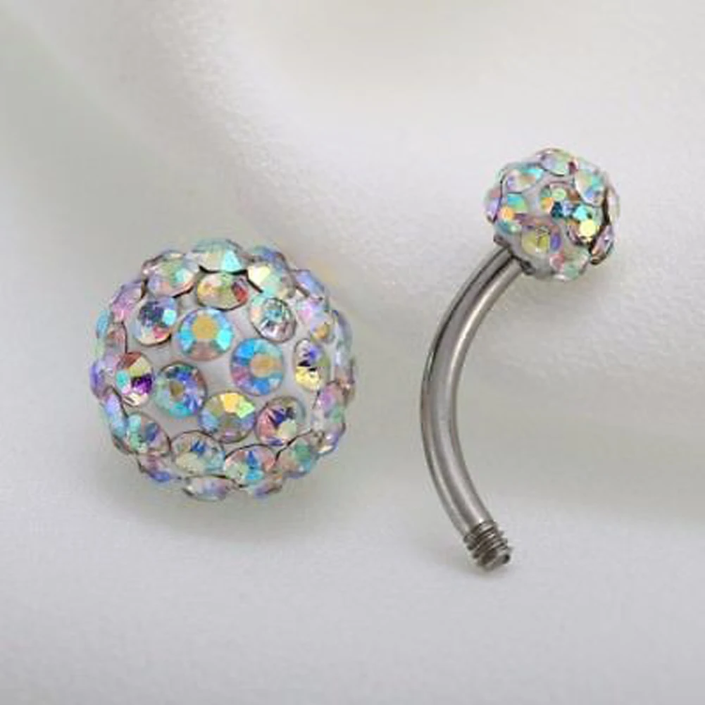 

Mix Color Belly Button Rings Navel Piercing Bar Double Crystal Head Stainless Steel Cubic Zirconia Stone Body Jewelry
